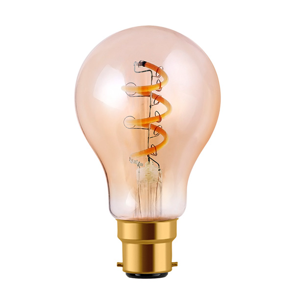 LED 4W Vintage Soft Coil Vertical Amber Filament GLS - Dimmable - BC - 1800K
